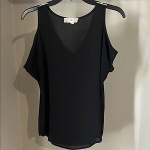 Pink Republic Black Cold-Shoulder V-Neck Tank